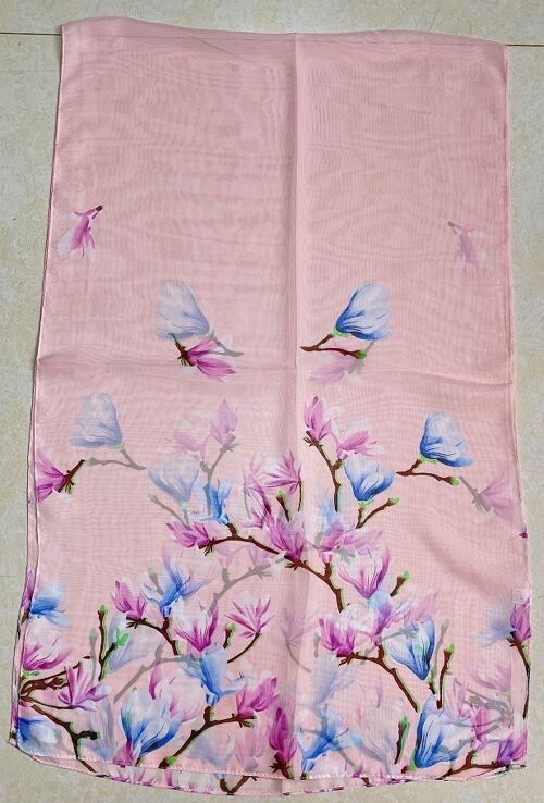 Pink Lightweight Floral Scarf