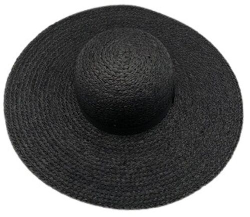Black Wheat Straw Floppy Hat