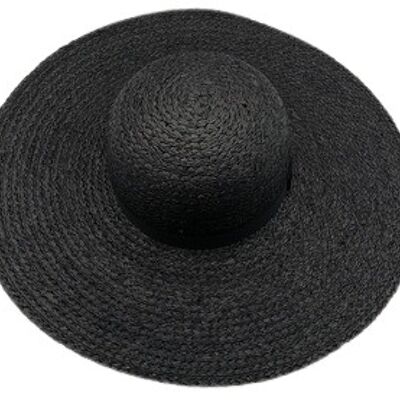 Black Wheat Straw Floppy Hat