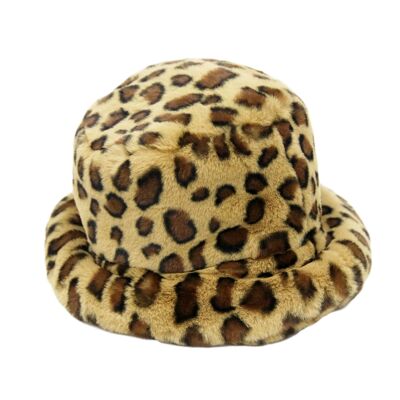 Leopard Faux Fur Bucket Hat