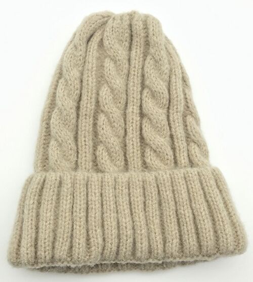 Nude Cable Knit Beanie