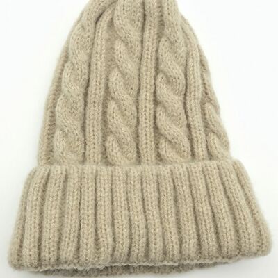 Nude Cable Knit Beanie