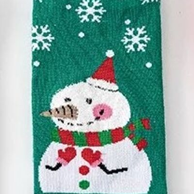 Green Snowman Christmas Socks