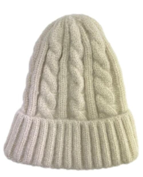 Light Nude Cable Knit Beanie