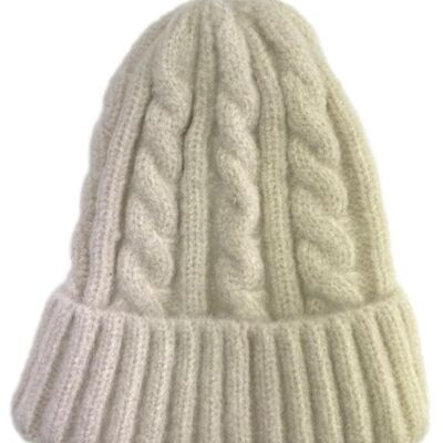 Light Nude Cable Knit Beanie