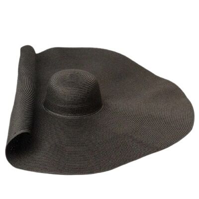 Black 80cm Straw Floppy Hat