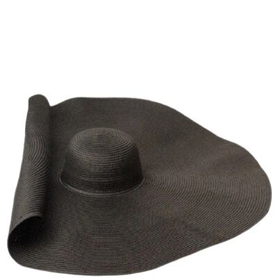 Black 80cm Straw Floppy Hat