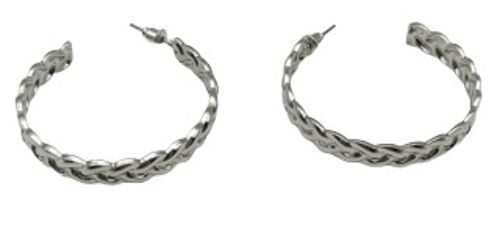 Silver Plaited Hoop Earrings