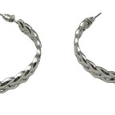 Silver Plaited Hoop Earrings