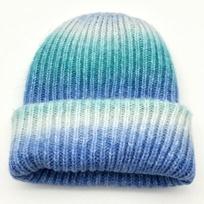 Blue Ombre Knitted Beanie Hat