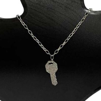 Key diamante necklace - SILVER