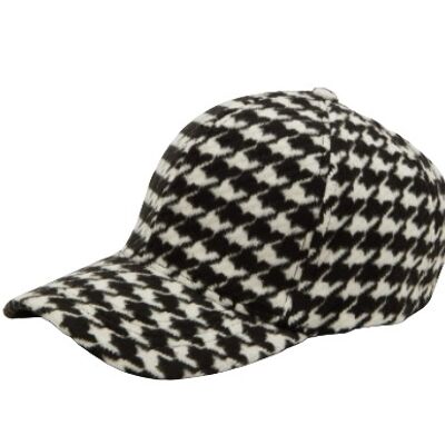 White Houndstooth Winter Cap