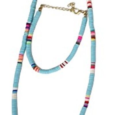 Aqua Beaded Necklace And Bracelet Set