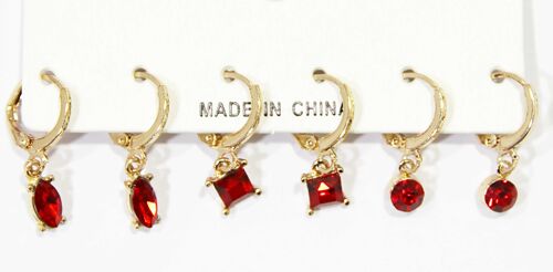Ruby Red Gold Multi Earring Pack