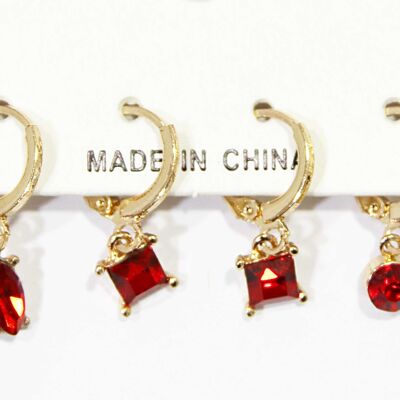 Ruby Red Gold Multi Earring Pack