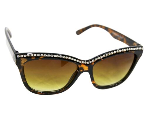 Diamante Edged Sunglasses - LEOPARD/DOUBLE BROWN