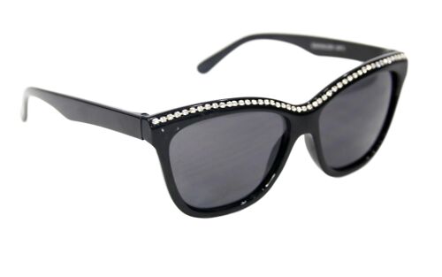 Diamante Edged Sunglasses - BLACK/GREY