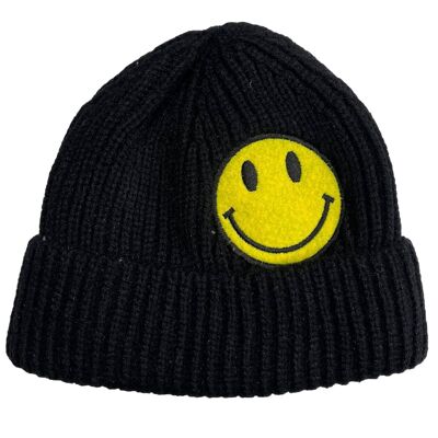 Black Smiley Beanie Hat