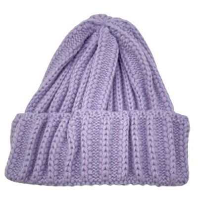 Lilac Ribbed Thick Beanie Hat