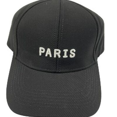 Black Cap with Paris Embroidery