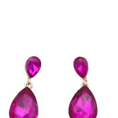 Fuchsia Gold Diamante Drop Earrings