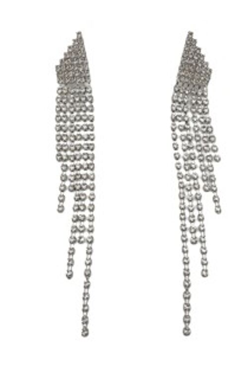 Diamante Chain Earrings Silver