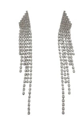 Boucles d'Oreilles Chaîne Strass Argent