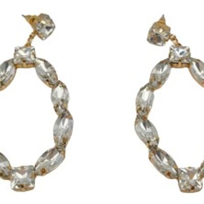 Clear Stone Gold Oval Earrings