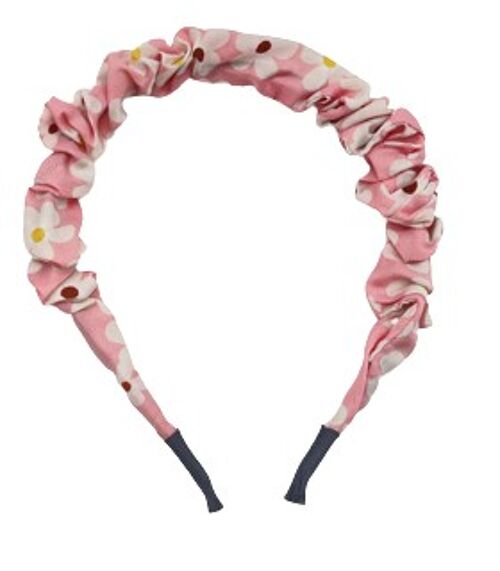 Pink Floral Ruched Headband