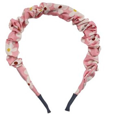 Pink Floral Ruched Headband