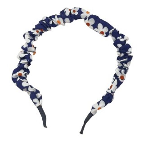 Navy Floral Ruched Headband