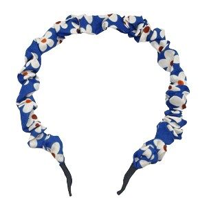 Blue Floral Ruched Headband