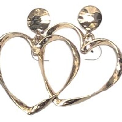 Gold Twisted Heart Earrings