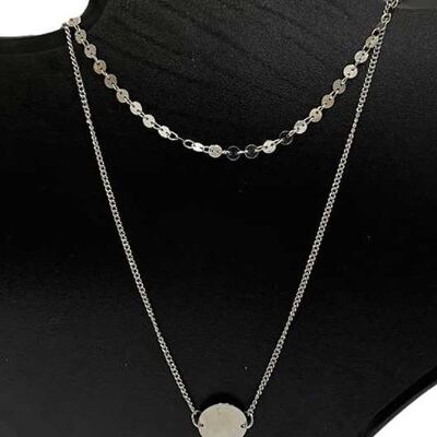 Silver 2 Layered Coin Necklace