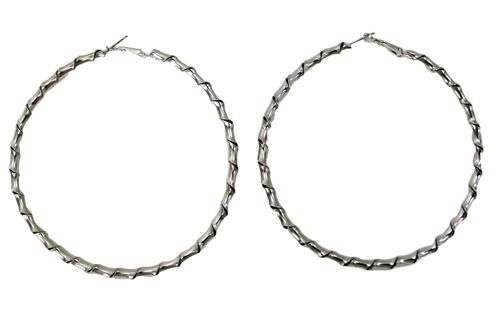 Silver 8cm Large Twisted Hoop Earring