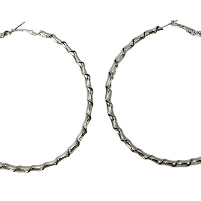 Silver 8cm Large Twisted Hoop Earring