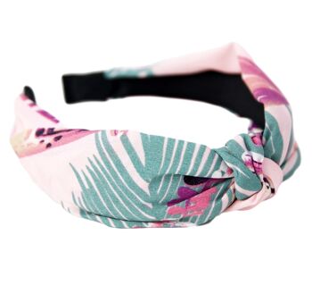 Bandeau noeud rose à imprimé tropical