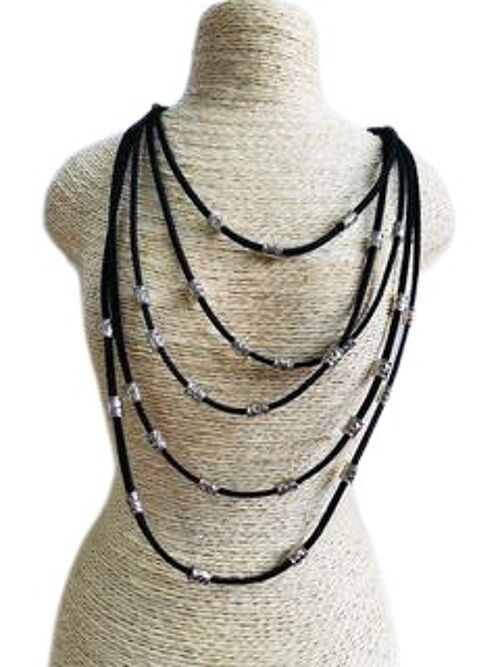 Suede Necklace with Beads