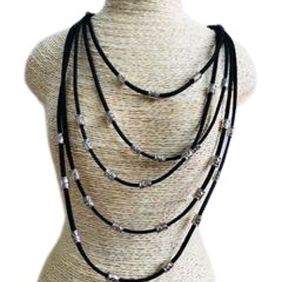 Suede Necklace with Beads