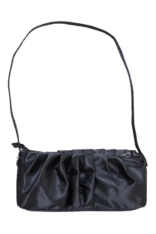 Black Satin Ruched Shoulder Bag