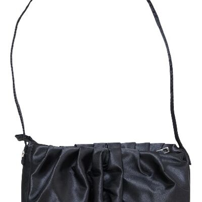 Black Satin Ruched Shoulder Bag