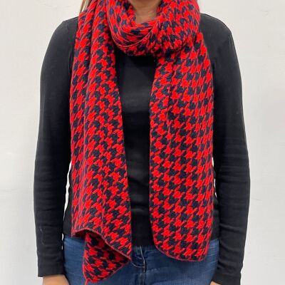 Red Houndstooth Soft Touch Scarf