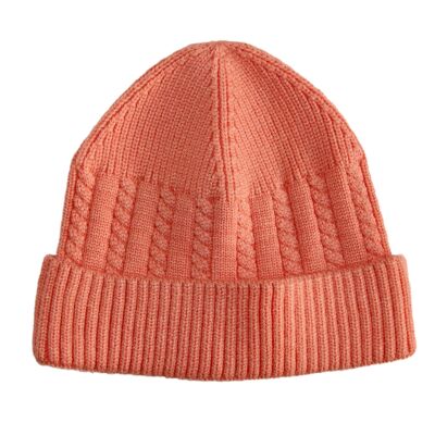 Coral Knitted Beanie Hat