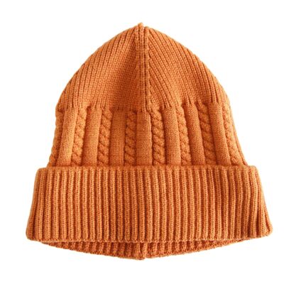 Light Orange Knitted Beanie Hat