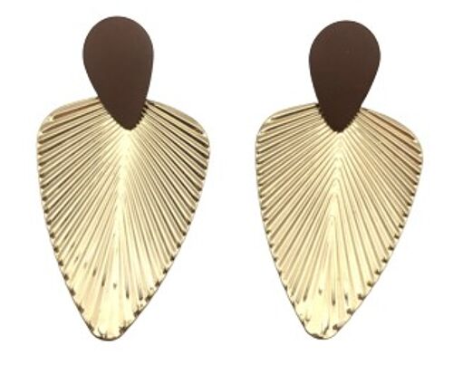 Gold Earrings with Wooden Top