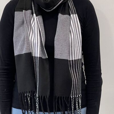 Black and Grey Check Scarf