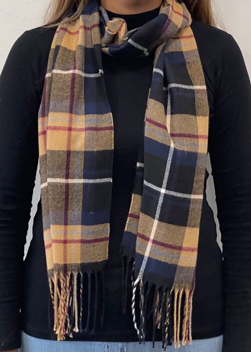 Navy and Nude Check Scarf