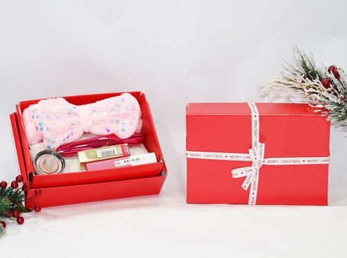 Beauty band and Make up Gift Set in Red Gift Box with Christmas Ribbon