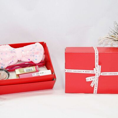 Beauty band and Make up Gift Set in Red Gift Box with Christmas Ribbon