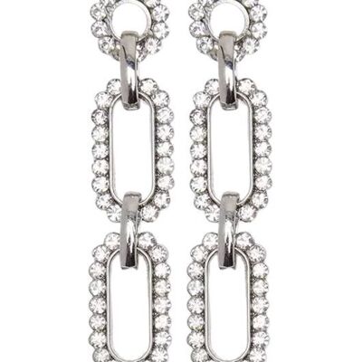 Orecchini pendenti in argento con catena di diamanti